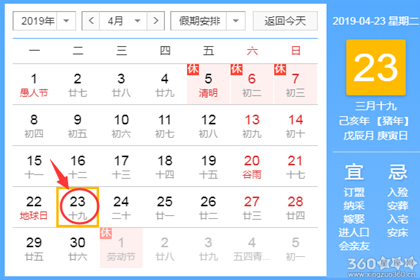 2019年4月23日黄历