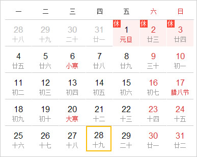 农历表